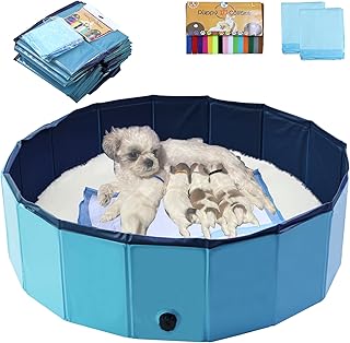 Artilife Dog Whelping Box Pool,Whelping Box for Dogs Birthing,Welping Box Whelping Pen for Puppies Whelping Supplies (Blue, 39" Dia.x12 H(100x30cm))