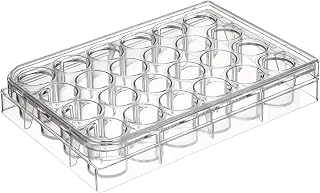 iplusmile 24-Well Cell Culture Plate with Raised Rim and Stable Lid Clear Plastic Tissue Culture Plate for Laboratory Use 4.92X3.34X0.78In