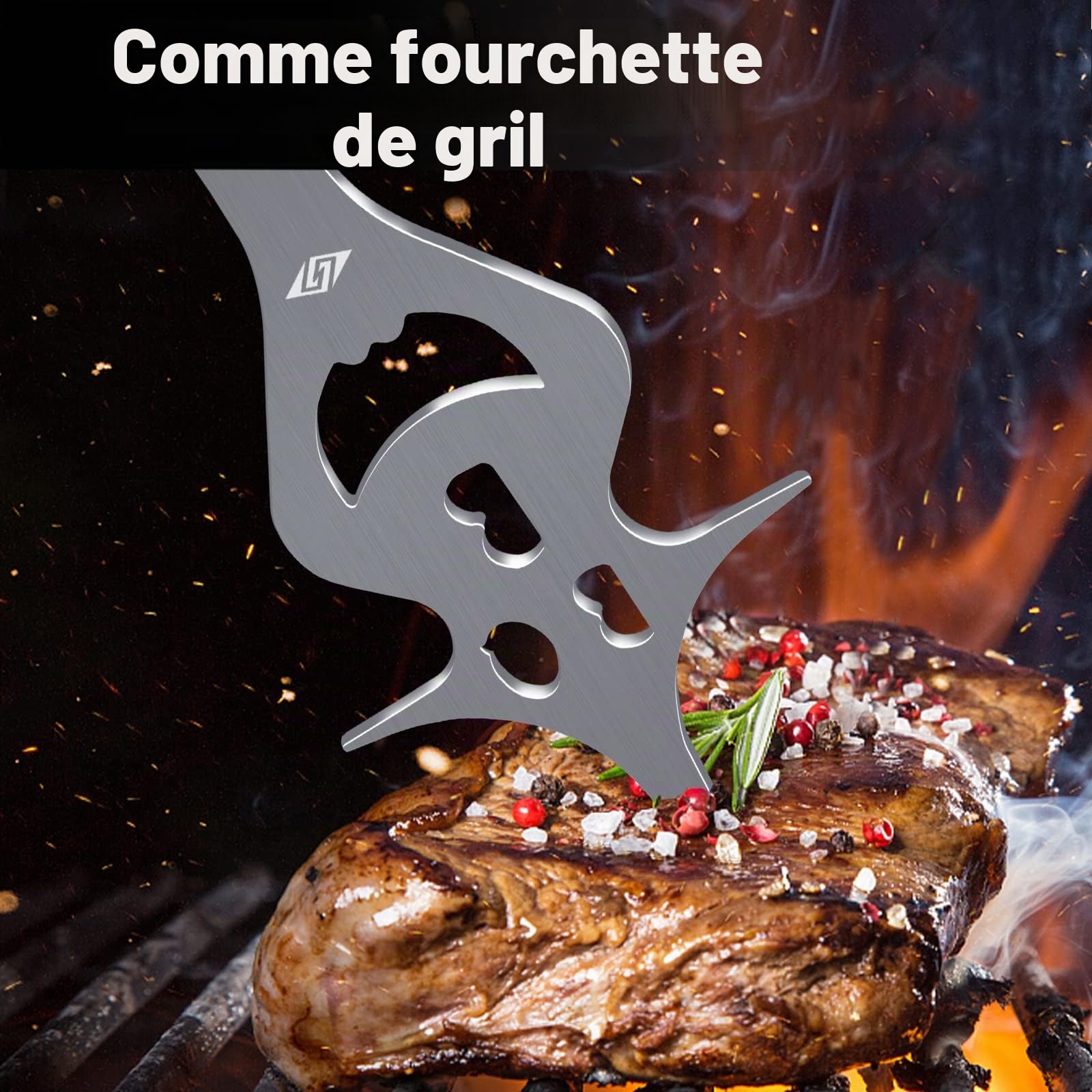 Accessoires de barbecue Funy, Fourchette de barbecue 6 en 1, Fourchette à découper, Outils de barbecue personnalisés, Fourchette à viande de 35 cm de long, Cadeaux surprises pour hommes