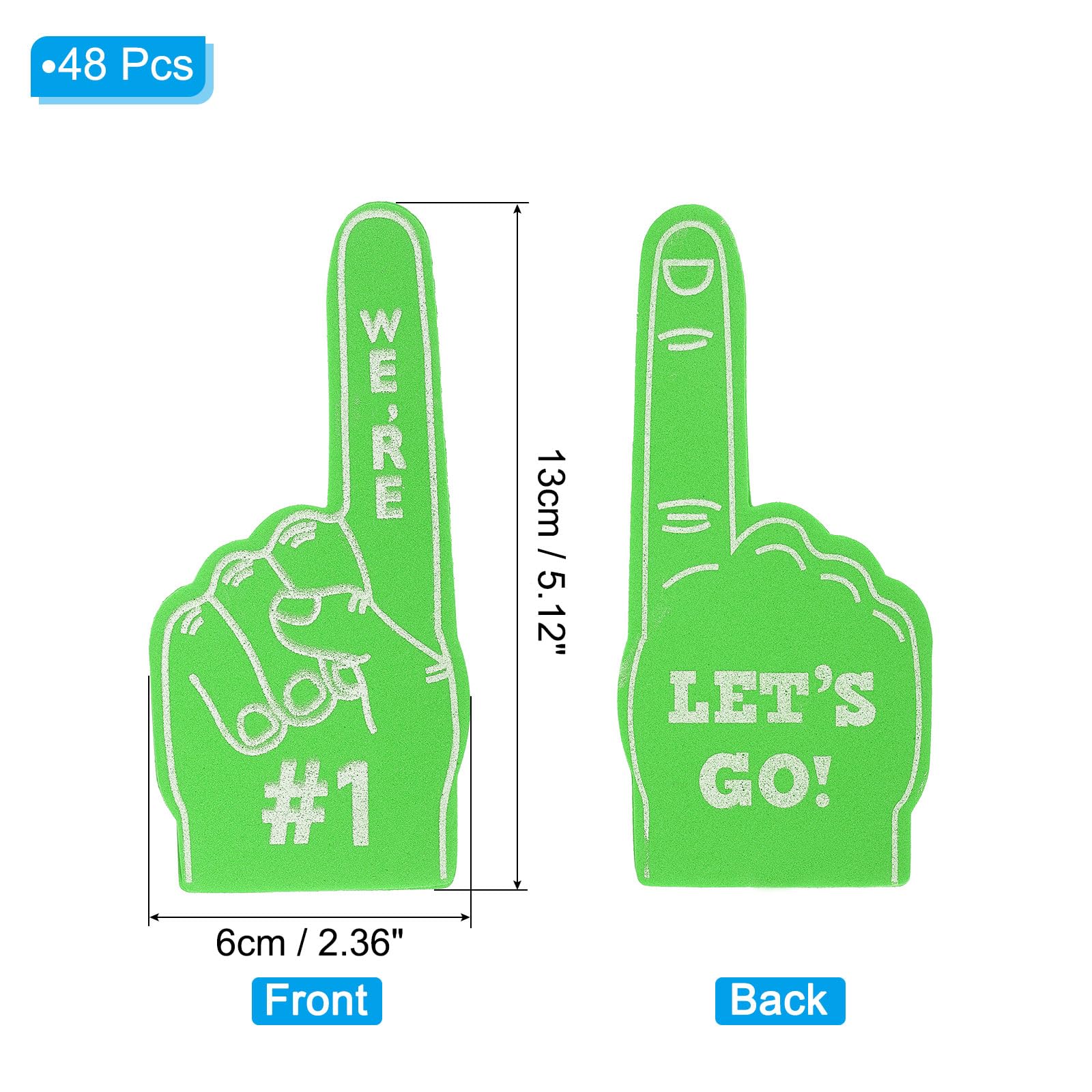 PATIKIL Mini Foam Fingers 5.1 Inch, 48 Pack We're #1,let's go! Cheerleading Foam Finger for Sports Fan Events Games Party Favors Green - Image 2