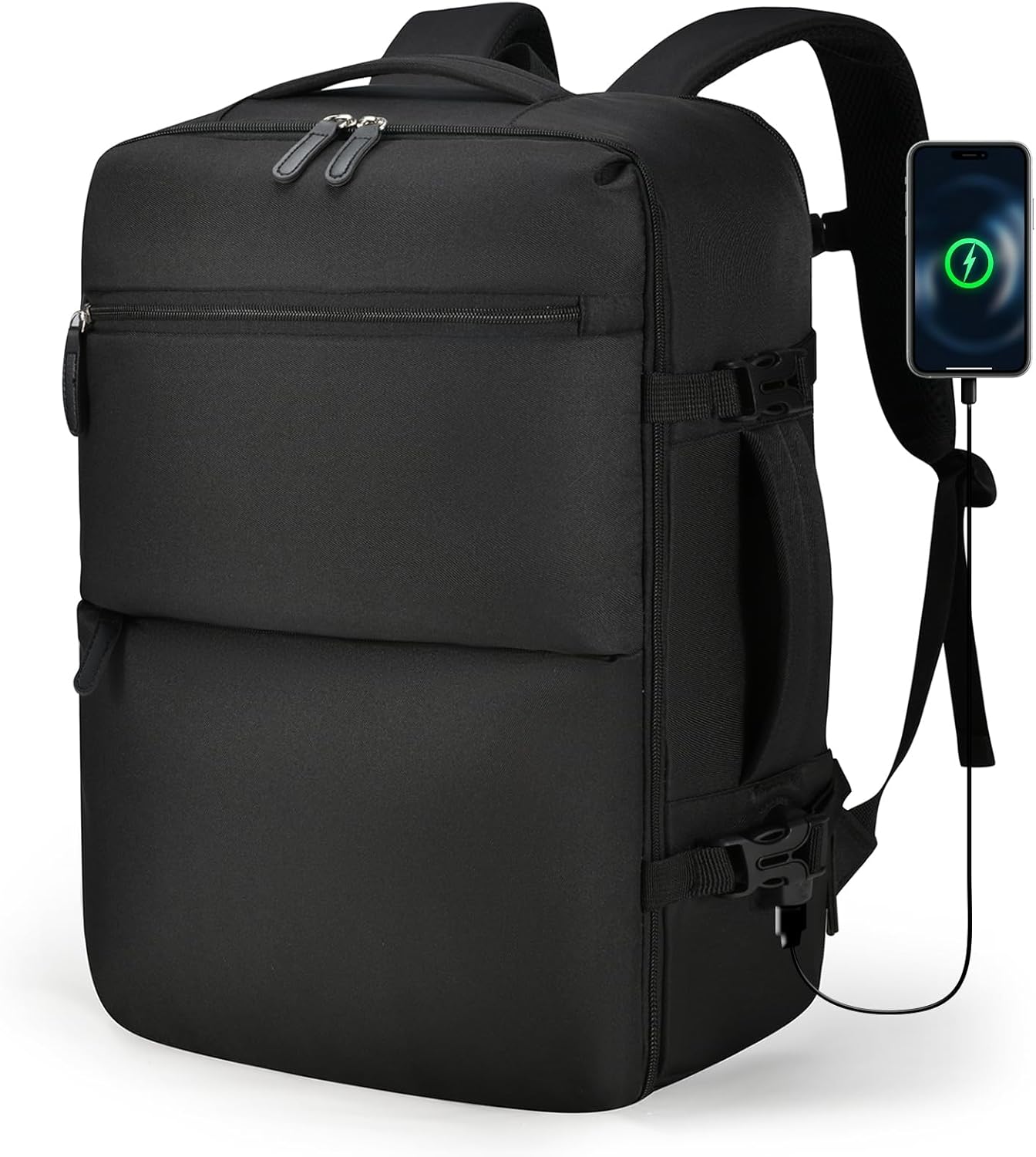 BAGROUPS Baggage Cabine 45x36x20 pour Easyjet 15.6 Pouces Sac à Dos Ordinateur Portable Imperméable avec USB Charging Port 32L Sac à Dos Voyage Cabine Avion Sacs Antivol Travail pour Femme Homme Noir