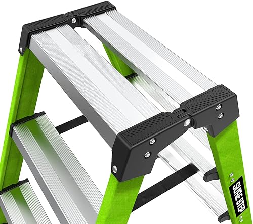 Miniatura 11 de Little Giant Ladders, Sure Step, taburete de doble cara, 3 escalones, fibra de vidrio, (11953), tipo 1AA, clasificación de peso de 375 libras, verde