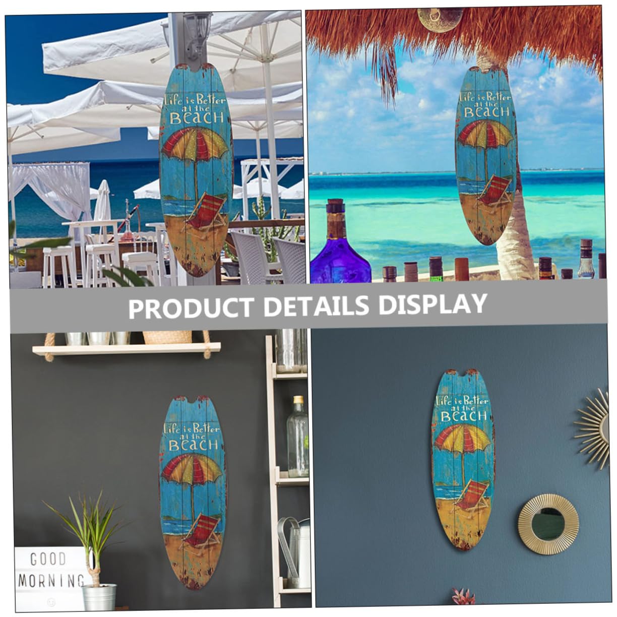 Veemoon Panneau De Surf En Bois - Décoration De Mer Pour La Maison