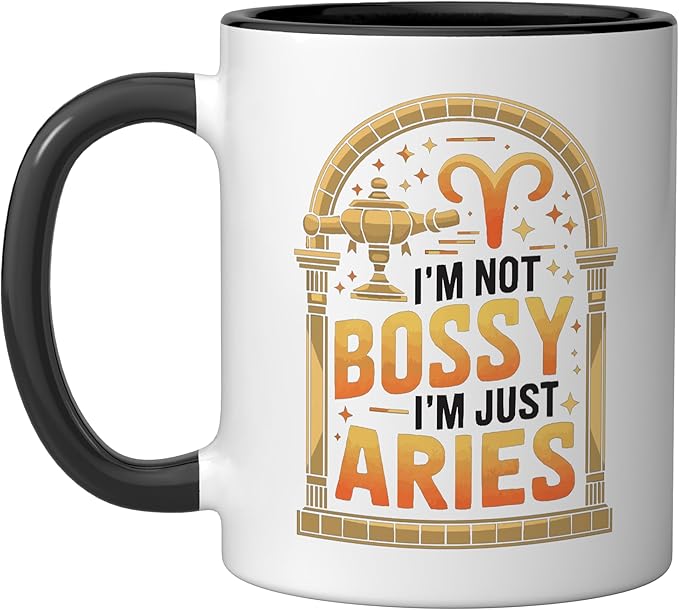 Aries Zodiac Sign Star Astrology Birthday Horoscope Ceramic Mug, Black/White