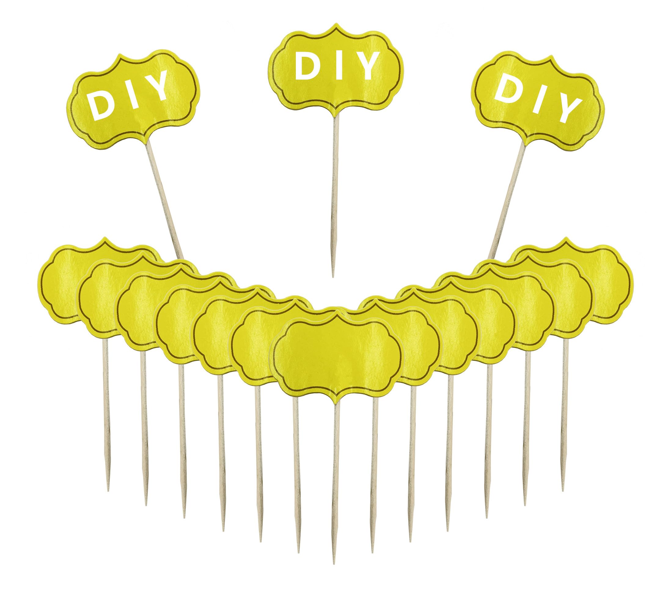 Solid Yellow Toothpick Flags, Writable Mini Toothpick Flags,Toothpicks Food Signs for Cheese, Party, Charcuterie Board, Cup cake Toppers Flag DIY Decoration（100 Pcs ）