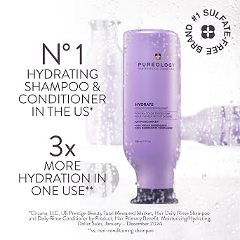 Pureology Hydrate Conditioner - For Dry or Color Treated Hair, Nourishing Conditioner to Restore Moisture and Seal in Hydration, Vegan