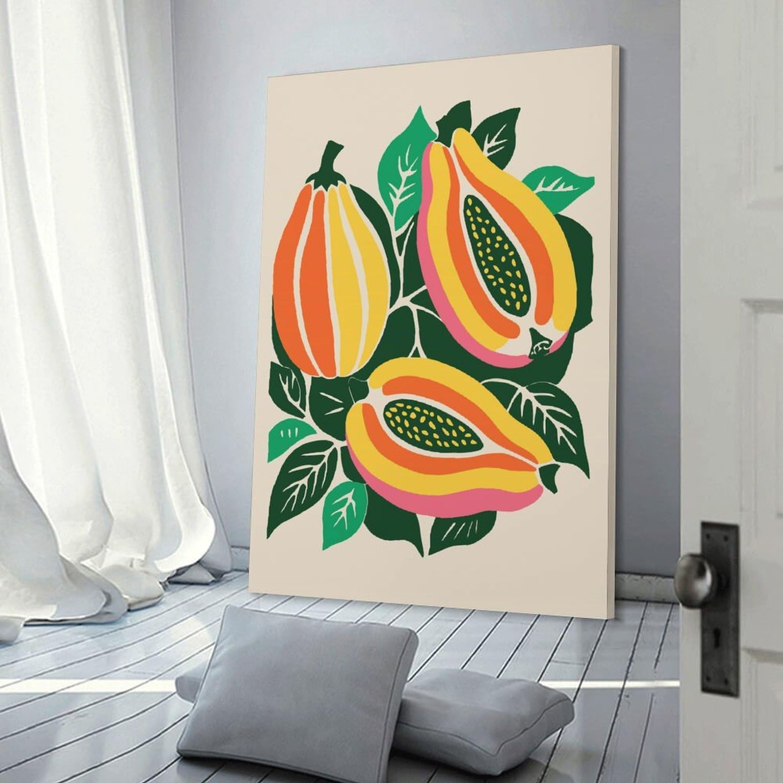 Junmoney Colorful Papaya Fruit Wall Picture Print 12x18inch(30x45cm), for Picture Wall Styling in Lounge Or Bedroom, Ideal for Building A Coordinated Art Wall