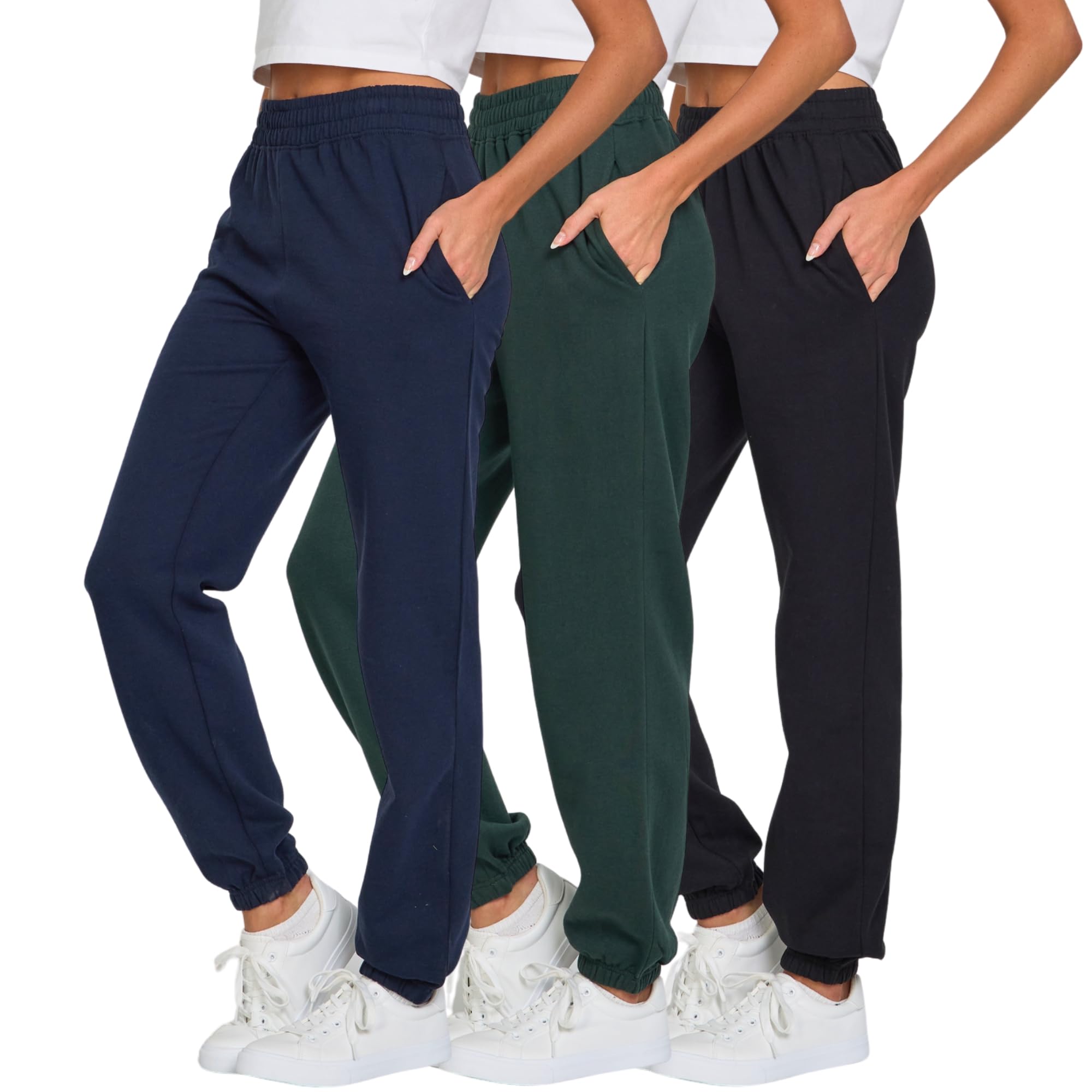 Ultra Performance Womens Sweatpants 3 Pack Cotton Joggers Women's Fleece Sweats Gym & Workout Pants for Women