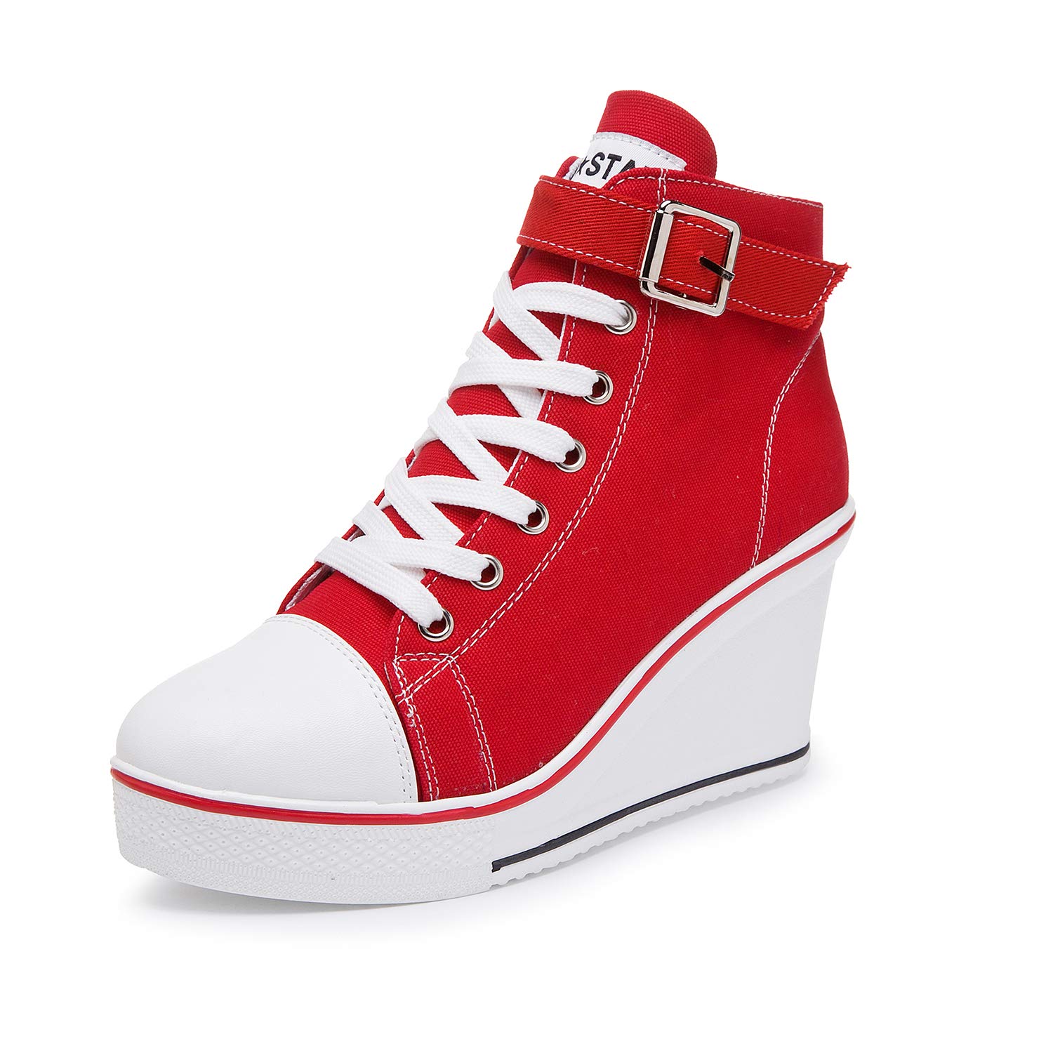 Women's Canvas High-Heeled Shoes Fashion Sneakers Casual Shoes for Walking Platform Wedge…