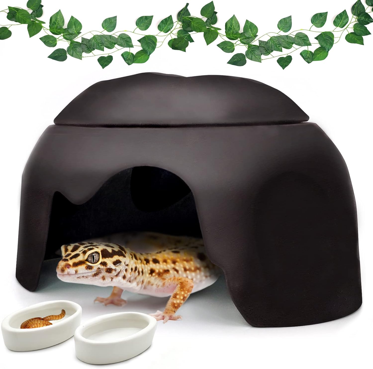 Buy Hamiledyi Reptile Hide Box Leopard Gecko Hideout Cave with Sink
