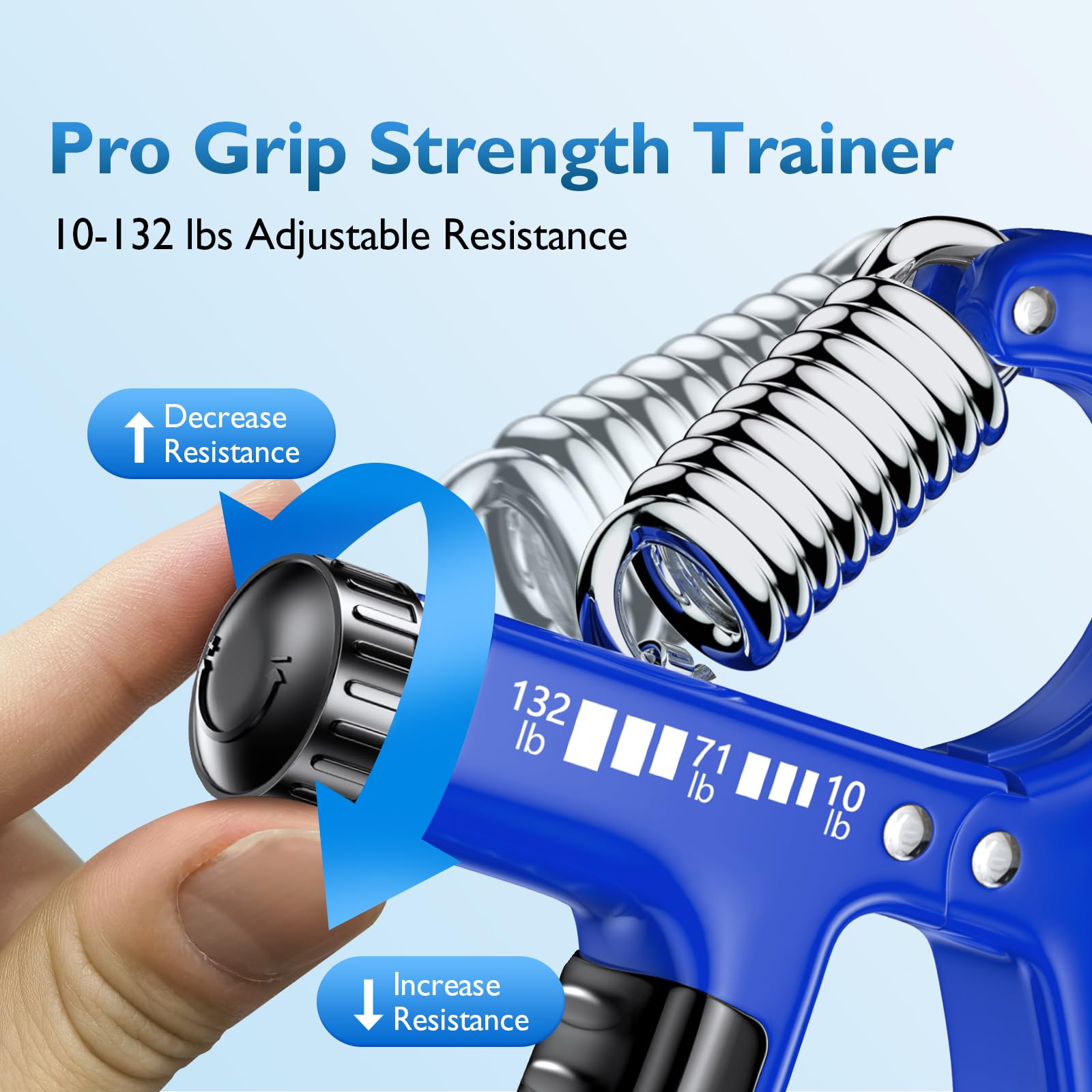 FitBeast Grip Strengthener Forearm Strengthener, Adjustable Hand Grip for Strength Training & Rehabilitation, 10-132 lbs Resistance, Ideal for Athletes and Physical Therapy (1 Piece Dark Blue)