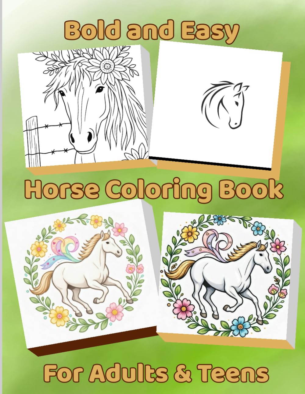 Bold & Easy Horse Coloring Book for Adults and Teens: Simple Beautiful Horses for Relaxation, Stress Relief and Creative Fun