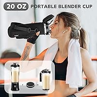 Vista 6 de Licuadora Portátil con Estuche de Transporte Aislado y Libro de Recetas - Licuadora Personal Recargable USB-C de 20 OZ para Batidos y Bebidas