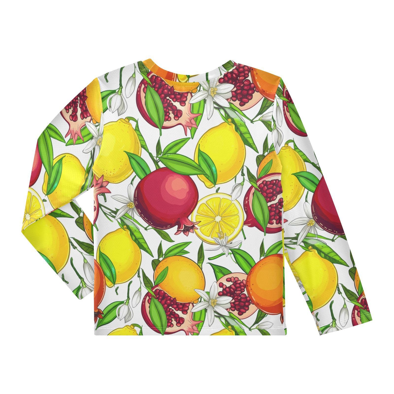 Pomegranate Lemon White Boy's Rash Guard Swim Shirt Long Sleeve Sun Shirt for Toddler Kid UPF50+ 3T
