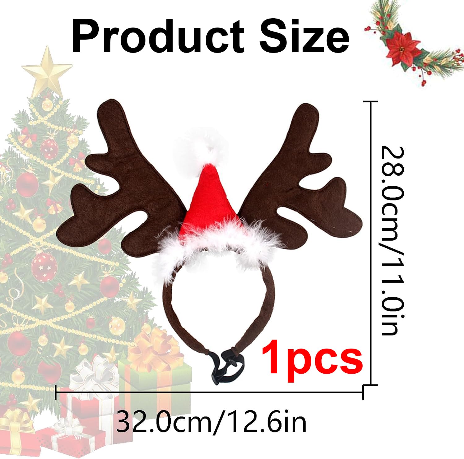 Image secondaire de Bandeau de Noël pour Chien et Chat avec Bois de Renne