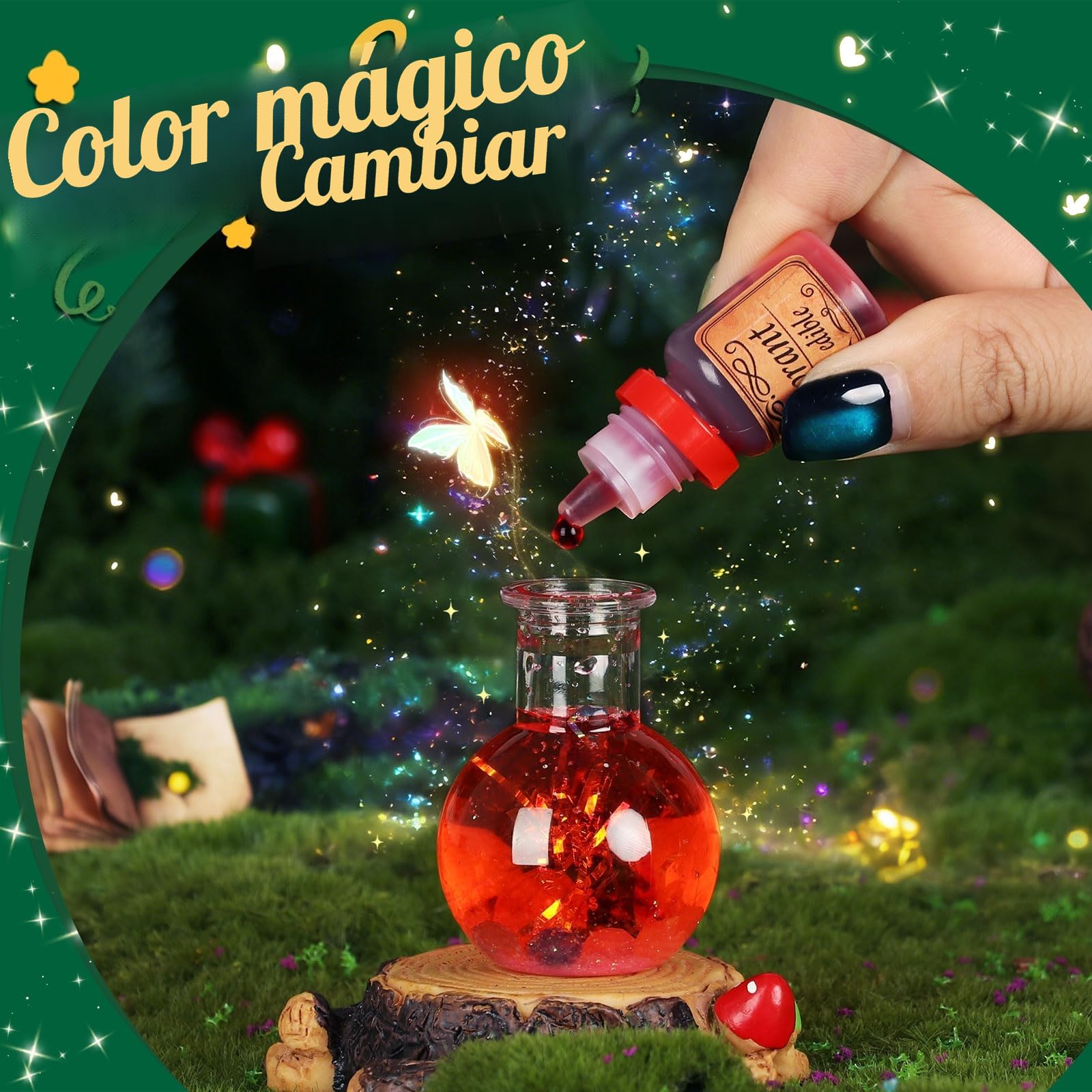 Fairy Potions Set de Poción de Hada con Casita, 20 Mezclas de Pociones Mágicas con Piedras de la Suerte, Regalo de Cumpleaños Creativo Juguete Manual para Niños de 6+ Años