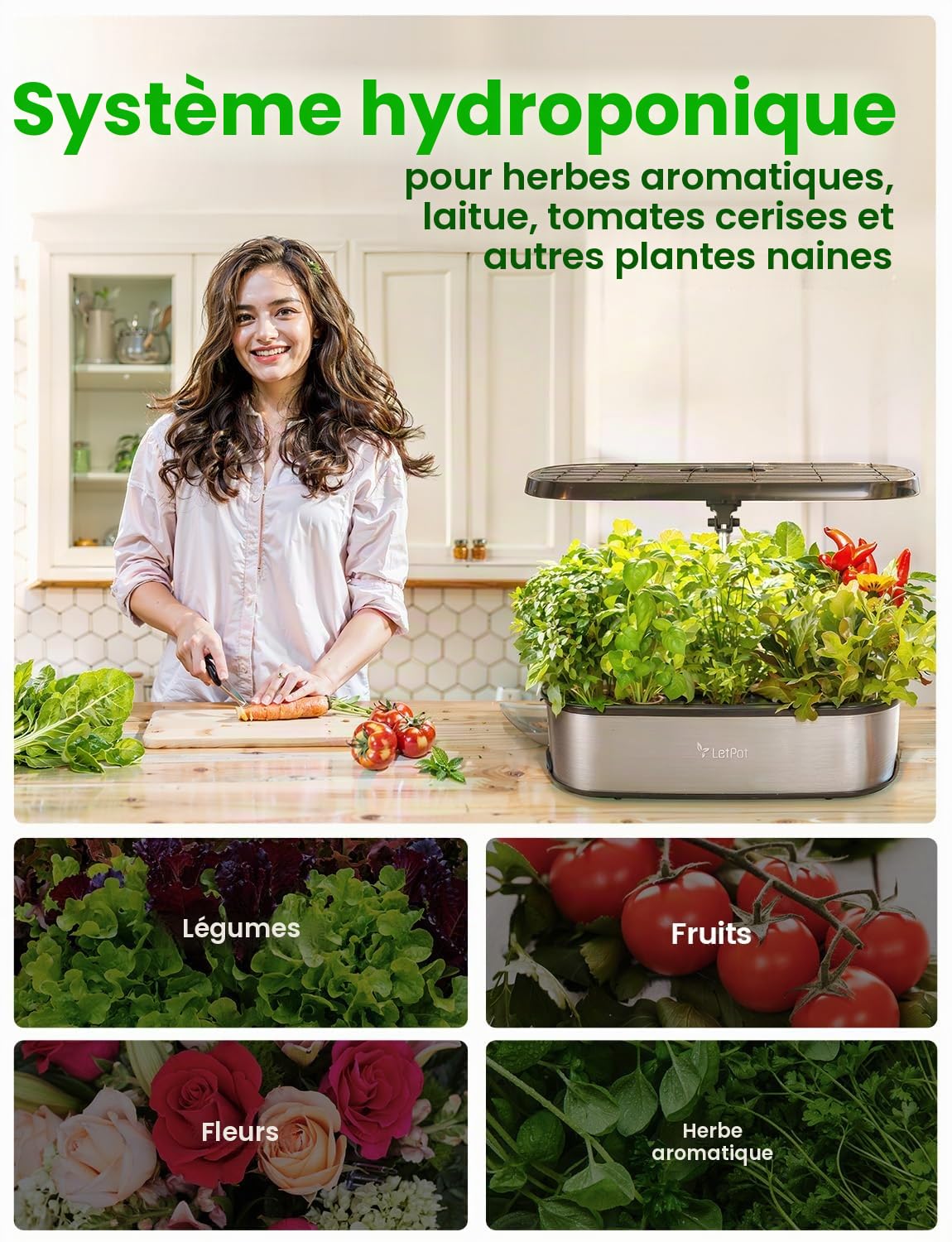 LETPOT LPH-SE Système de Culture Hydroponique, Kit de Jardin d'Herbes Intelligent de 12 Bacs pour Intérieur, Jardin d'Intérieur, Contrôle par APP & WiFi, avec LED de Croissance 24W, Réservoir d'Eau
