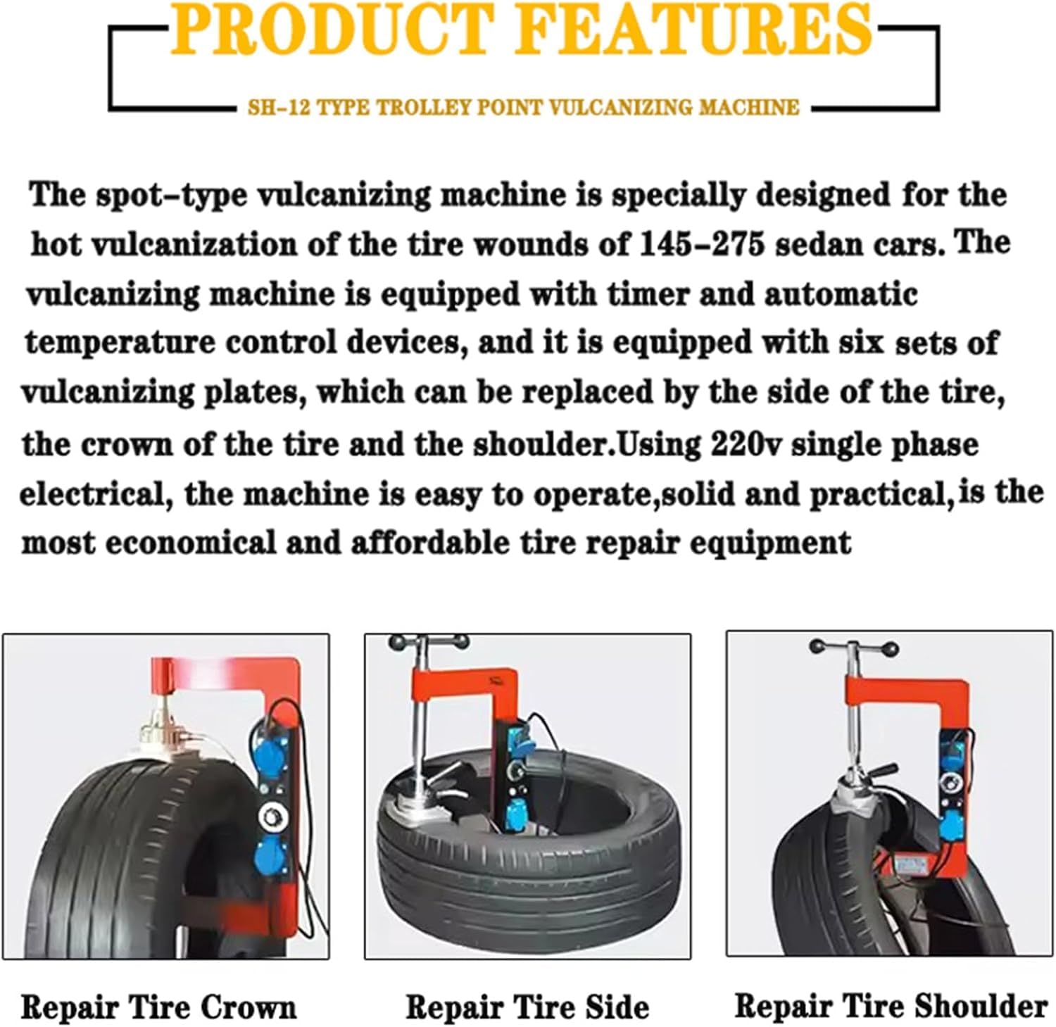 Cyzjprv Auto Tire Vulcaizer Tire Vulcaizig Machie Heatig Repair Machie Z 6 Formami 150-180 °c Garage Equipmet Zestaw Narzędzi Do Naprawy Rozrzutnika Opon