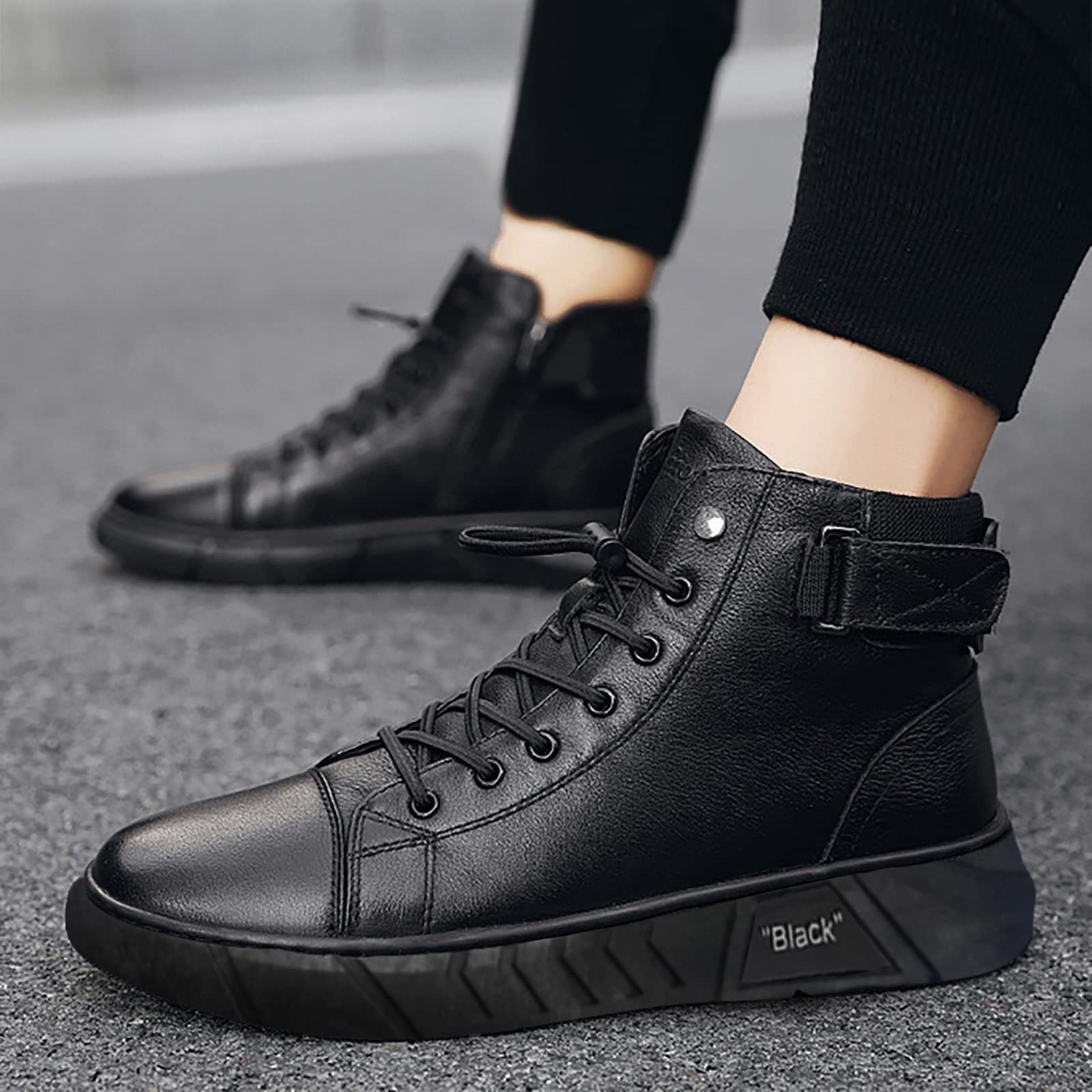 Botas de Cuero Informales cálidas de Felpa de Estilo británico de tamaño para Hombre, Antideslizantes y cómodas para Invierno y Diario Elegante, con Acabados de Calidad