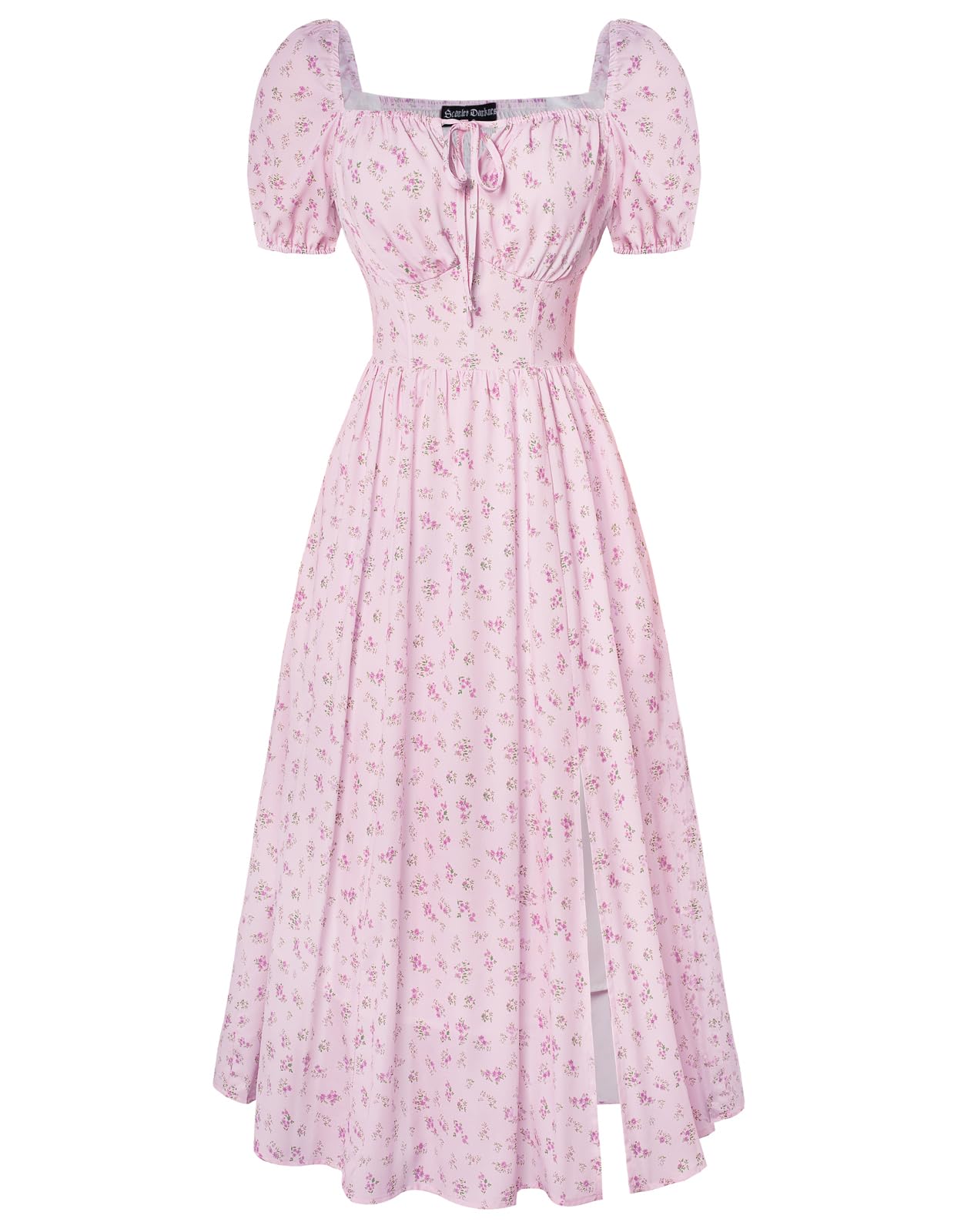 Scarlet Darkness Cottagecore Dress for Women Split Long Dress Milkmaid Corset Dresses