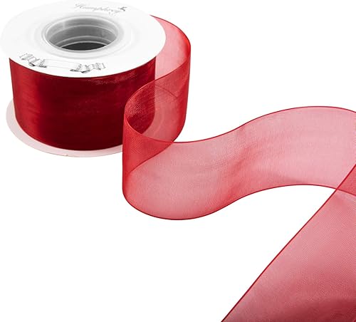 Miniatura 4 de Humphrey's Craft Cinta de organza transparente roja brillante de 1-12 pulgadas, 25 yardas para manualidades, envoltura de regalos, ramo de boda,