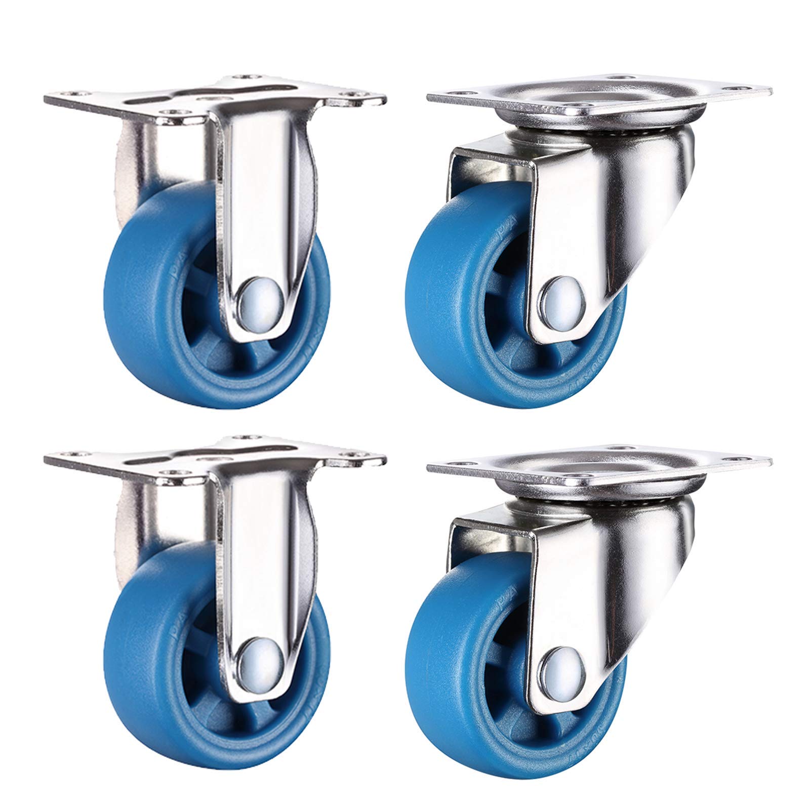 Rotelle per mobili Piccoli da 25 mm (4 Pezzi/carico 60 kg), rotelle in Nylon, Blu | Ruote fisse/Ruote girevoli/Freno | Ruote girevoli girevoli per Carrello a 3 Stili opzional