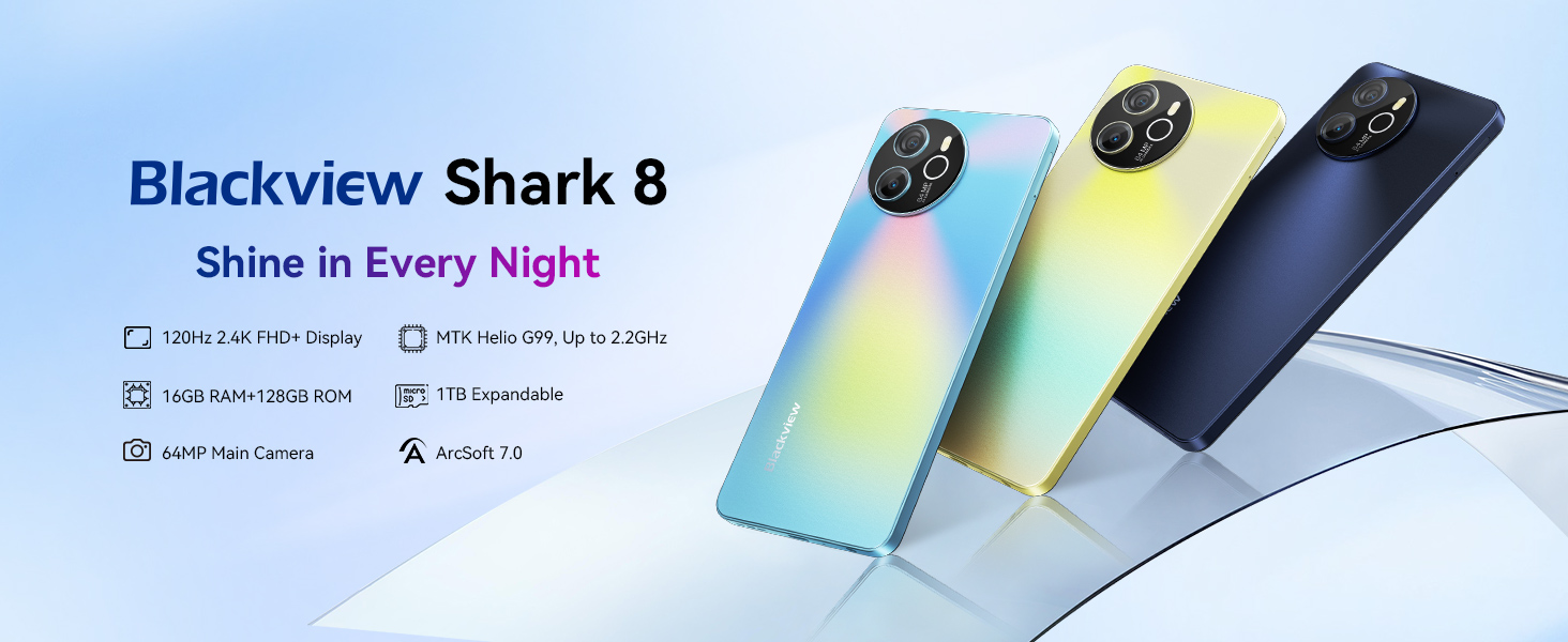 Amazon.com: Blackview Shark 8 Unlocked Android Phones, 16GB+128GB