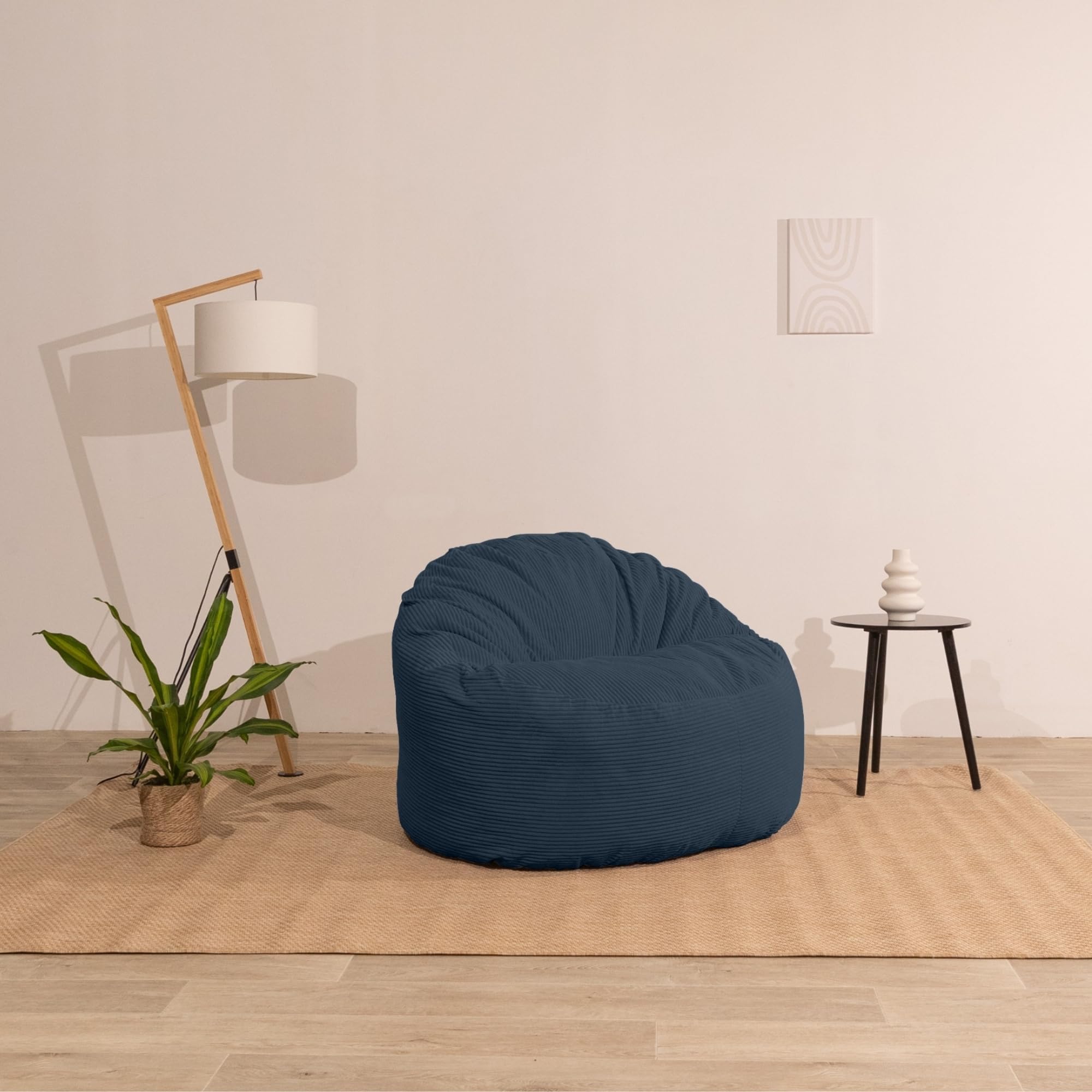 bananair - Sitzsack aus Cordstoff Breit Gerippt für Erwachsene und Kinder - Weich, Bequem und Elegant - Optimale Unterstützung - Sitzsack Sessel XXL mit Füllung, Bean Bag (100 cm, Dunkelblau)
