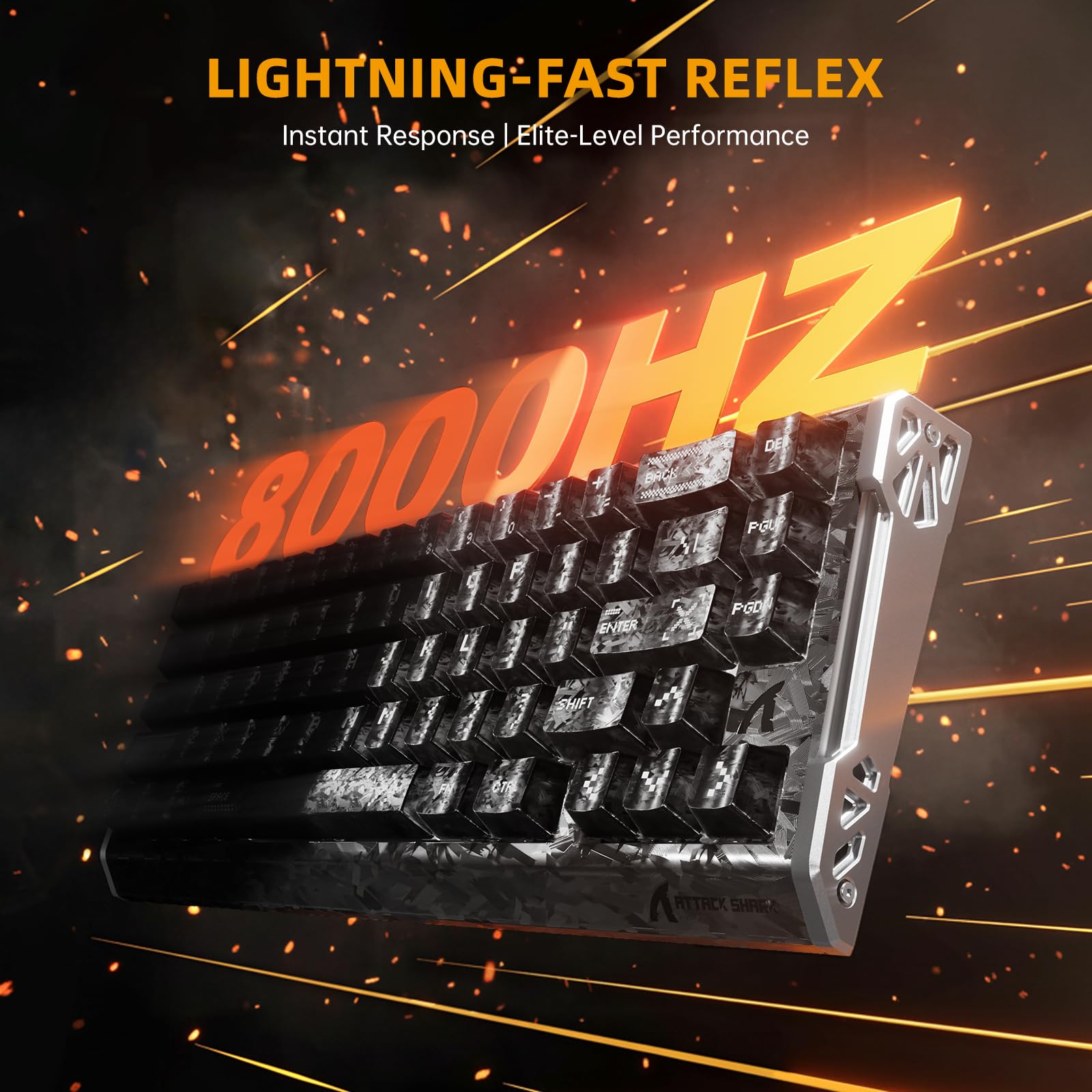 ATTACK SHARK R68 HE Tastiera Gaming Magnetica 8000Hz, Rapid Trigger 0,005 mm, Fibra di Carbonio Forgiata e Alluminio CNC, Snap Tap, Effetto Hall, 60% RGB Cablata, US QWERTY, PC/WIN, Nero Carbone