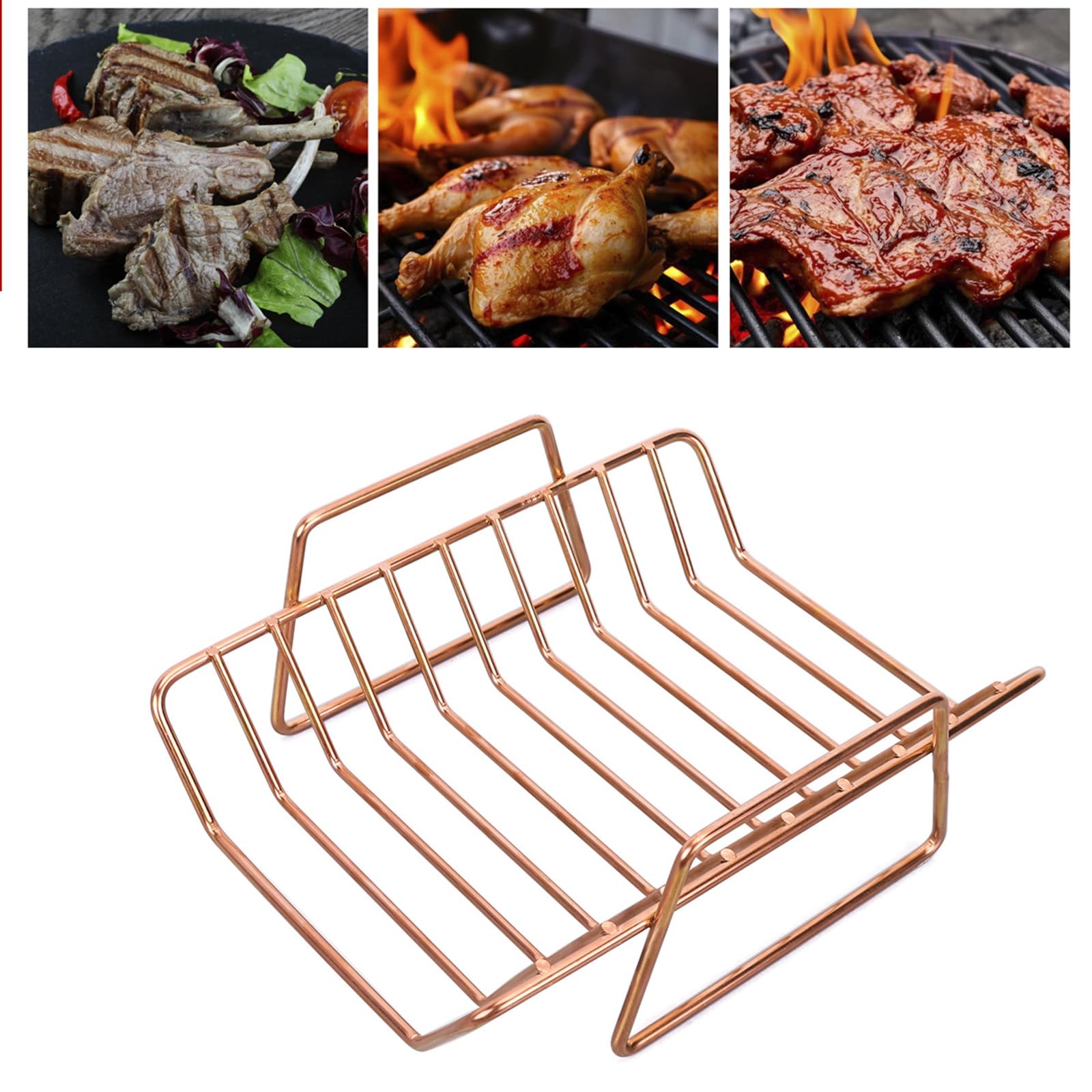 Grill Wszechstronny przenośny z uchwytami Solidne narzędzie do grillowania Ruszt do pieczenia Stalowy stojak do pieczenia na piknik w kuchni,Silver