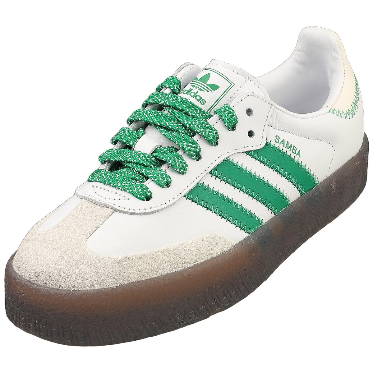 adidas Sambae Womens Sneakers, Cloud White/Green/Off White, Size 8
