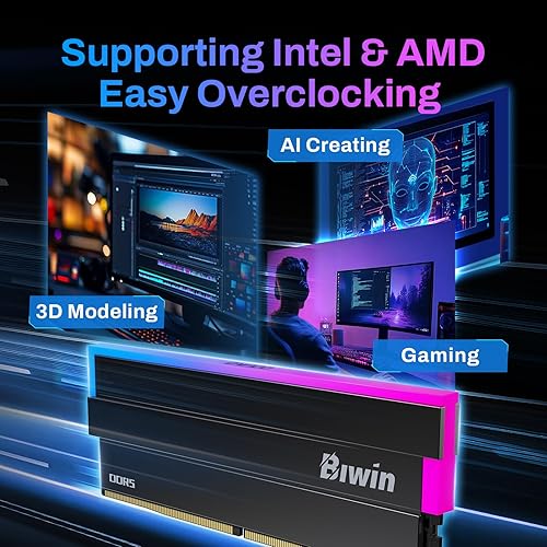 Miniatura 7 de Biwin Black Opal DW100 DDR5 RGB RAM 48 GB (24 GBx2) 6000 MHz CL28 Memoria de computadora Intel XMP 3.0 compatible con AMD Expo, negro -