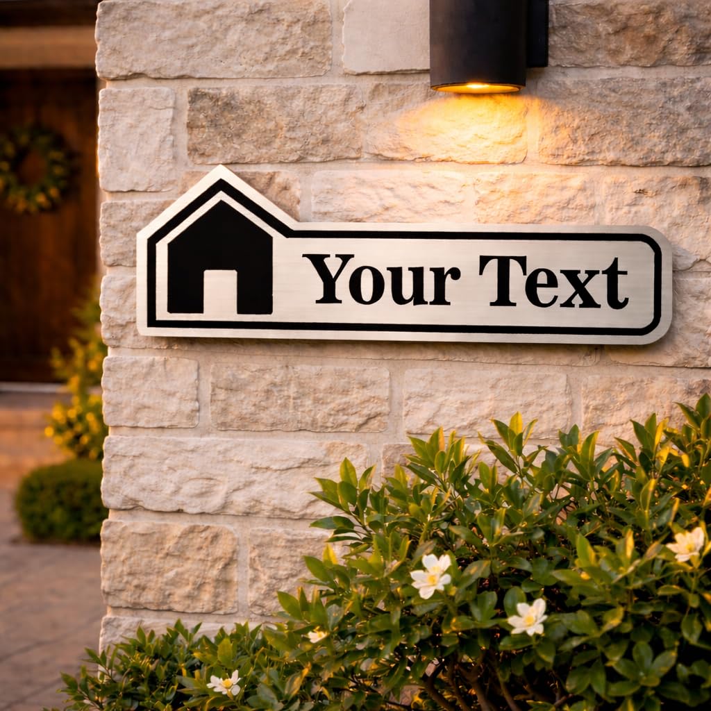 Customizable House Name Plate, Silver and Black Design, Modern Home Address Sign,engrave Home name,number or person name (Silver)-image-14