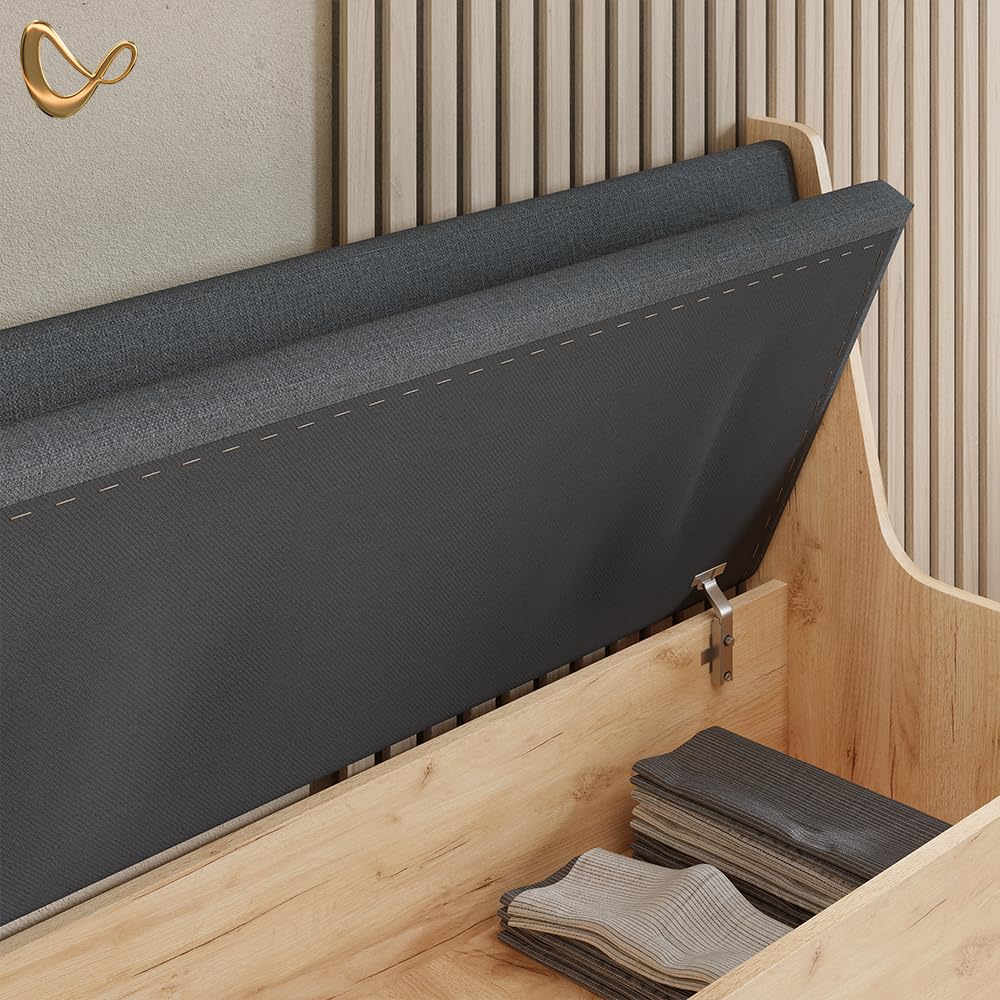 Livinity Conjunto con Banco esquinero Tiberio, Roble Dorado, 210 x 180 cm | con mesa