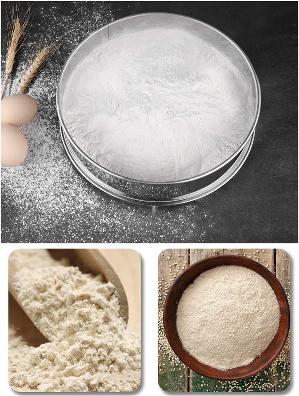 Tamiz De Harina, Tamiz De Cocina De Malla Fina De Acero Inoxidable Tamiz De Malla Para Hornear Doméstico Para Harina, Harina De Pan, Harina De Pastel, Harina De Coco, Tamiz De Almendras-35cm