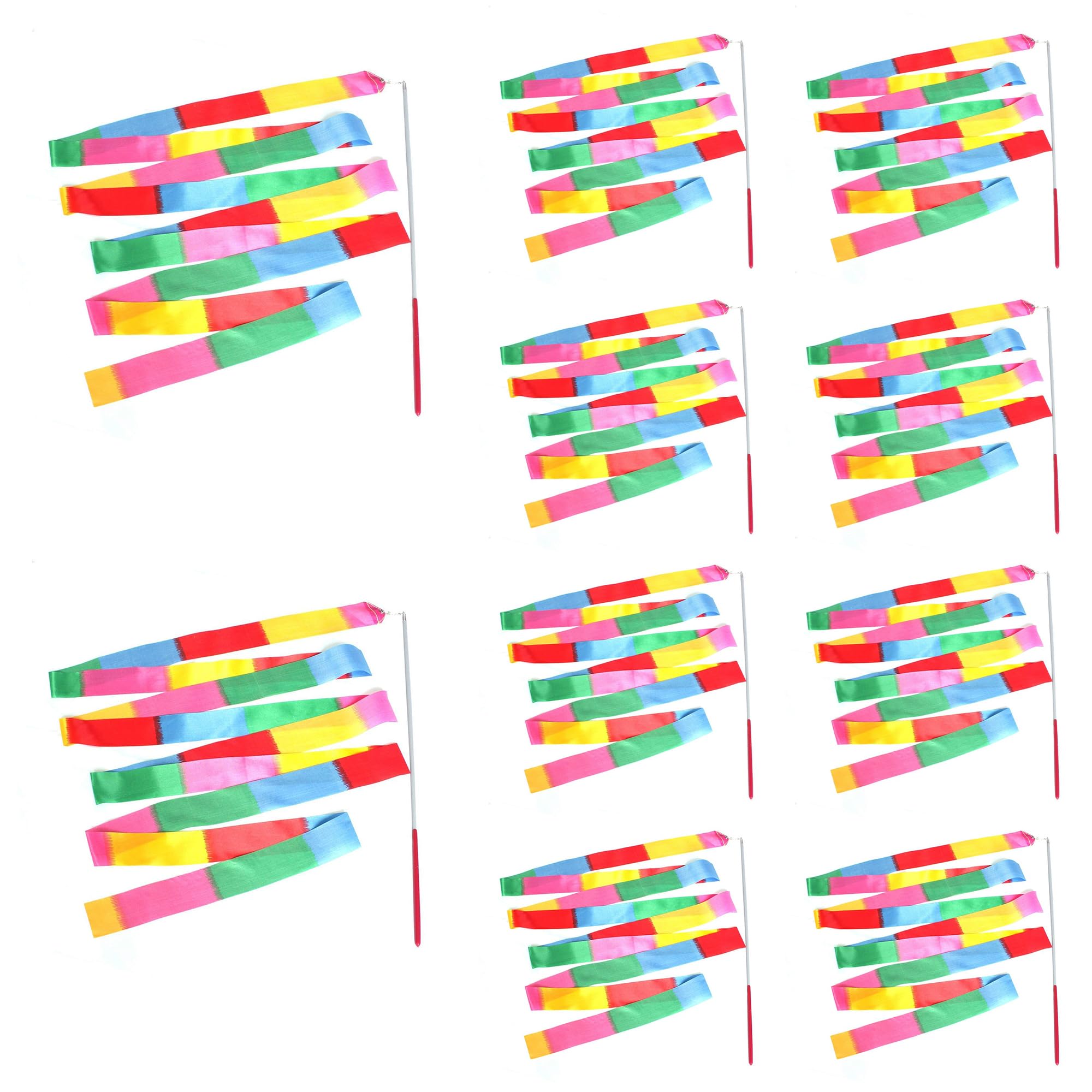Event Decor Shop 4M Dance Ribbon Streamer, 4M Gymnastic Ribbon Stick for Praise Dance, Talent Shows, Musical Performances & Twirling Practice, Multicolour - 10pcs