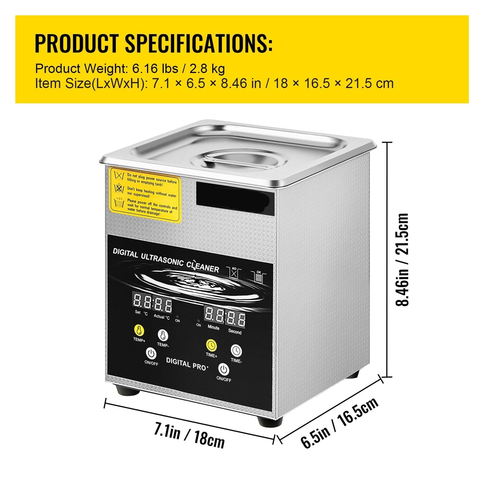Limpiador ultrasónico Mejorado de 2L, 3L, 6L, 10L y 15L for lavavajillas, portátil, electrodomésticos ultrasónicos.(2L)