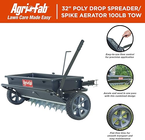 Miniatura 10 de Agri-Fab 45-0543-AMZ Esparcidor de Arrastre para Césped y Jardín de 100 lb con Aireador/Sembradora/Esparcidor de Caída para Semillas, Fertilizante