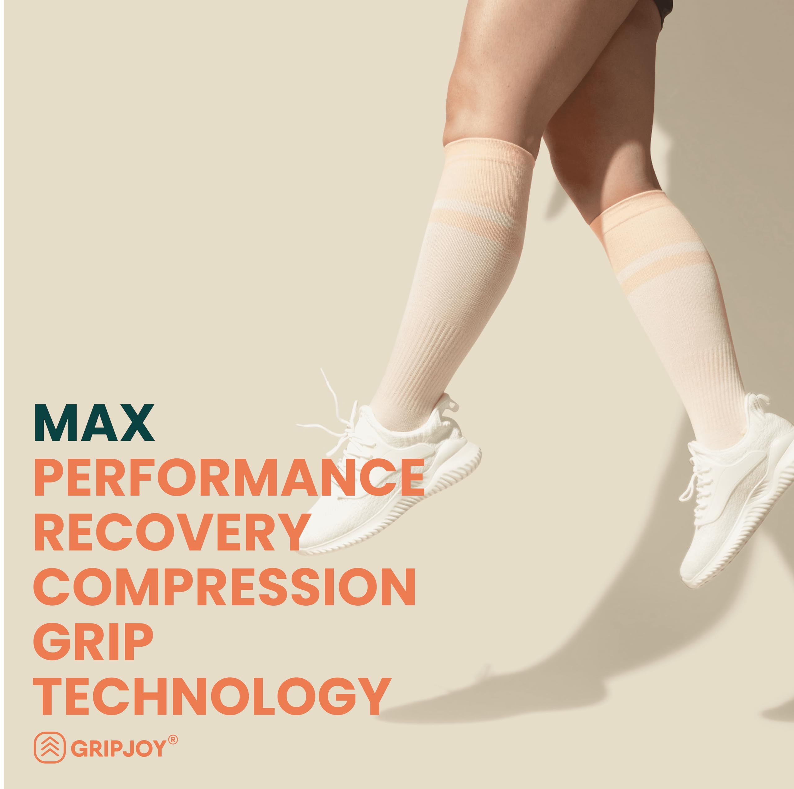 Gripjoy Calcetines de compresión con agarres para mujeres y hombres, 15-20 mmHg, calcetines antideslizantes hasta la rodilla