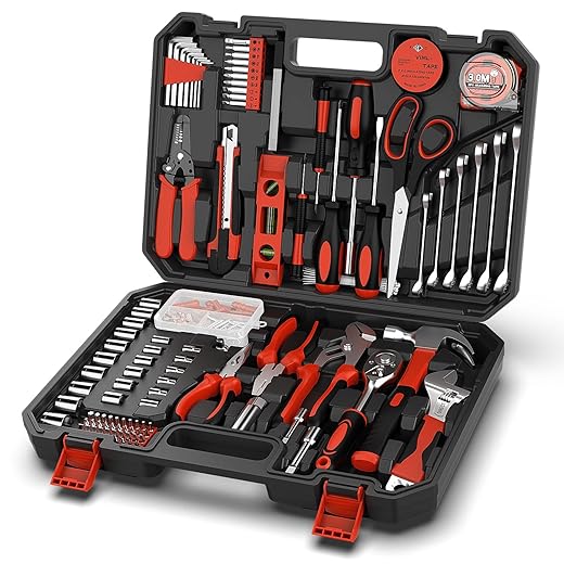 GoYwato Home Tool Kit 287PCs - Complete Repair General Hand Tool Set for Men Women - Household Tool Kit for Home Improvement with Hammer & Pliers Set & Ratchet Wrench & Socket & Protable Tool Box Case