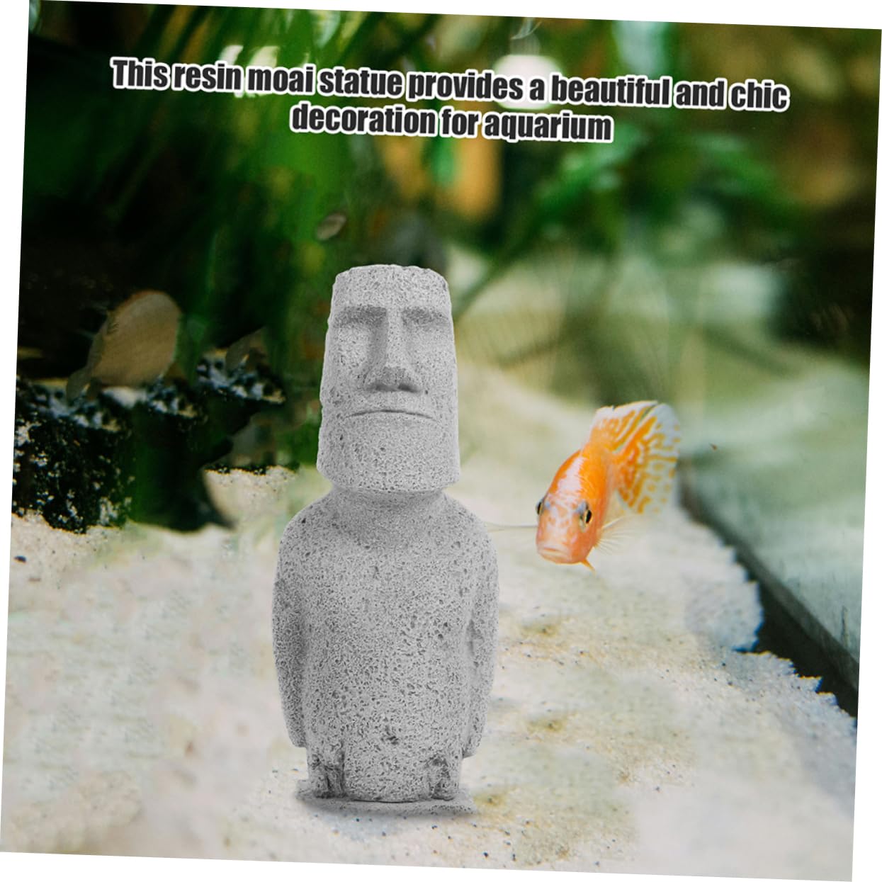ULTECHNOVO 4 Pièces Statue Moai simulée Faux en Forme de Accessoires d'aquarium Pierre Mignon Paysage d'aquarium décor Statue Moai sous-Marine Moaï grès Grey