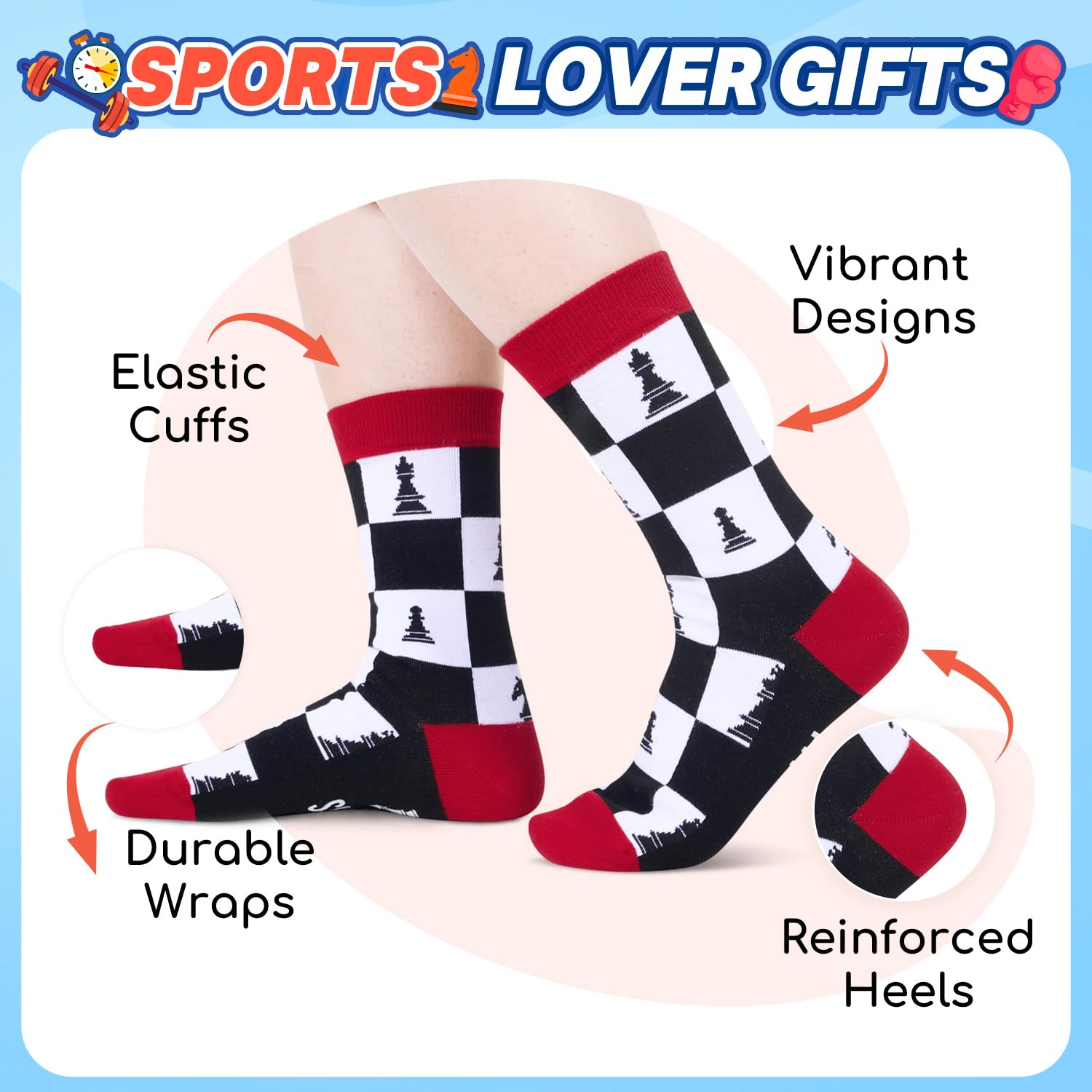 Zmart Funny Gifts for Men Women - Art Gym Lifting Weed Yoga Running Wrestling Chess Socks
