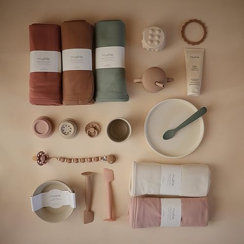 Miniatura 5 de mushie Manta de bebé extra suave  Manta de recepción acanalada de algodón orgánico, manta de envolver y cochecito  35 x 35 pulgadas (marfil)