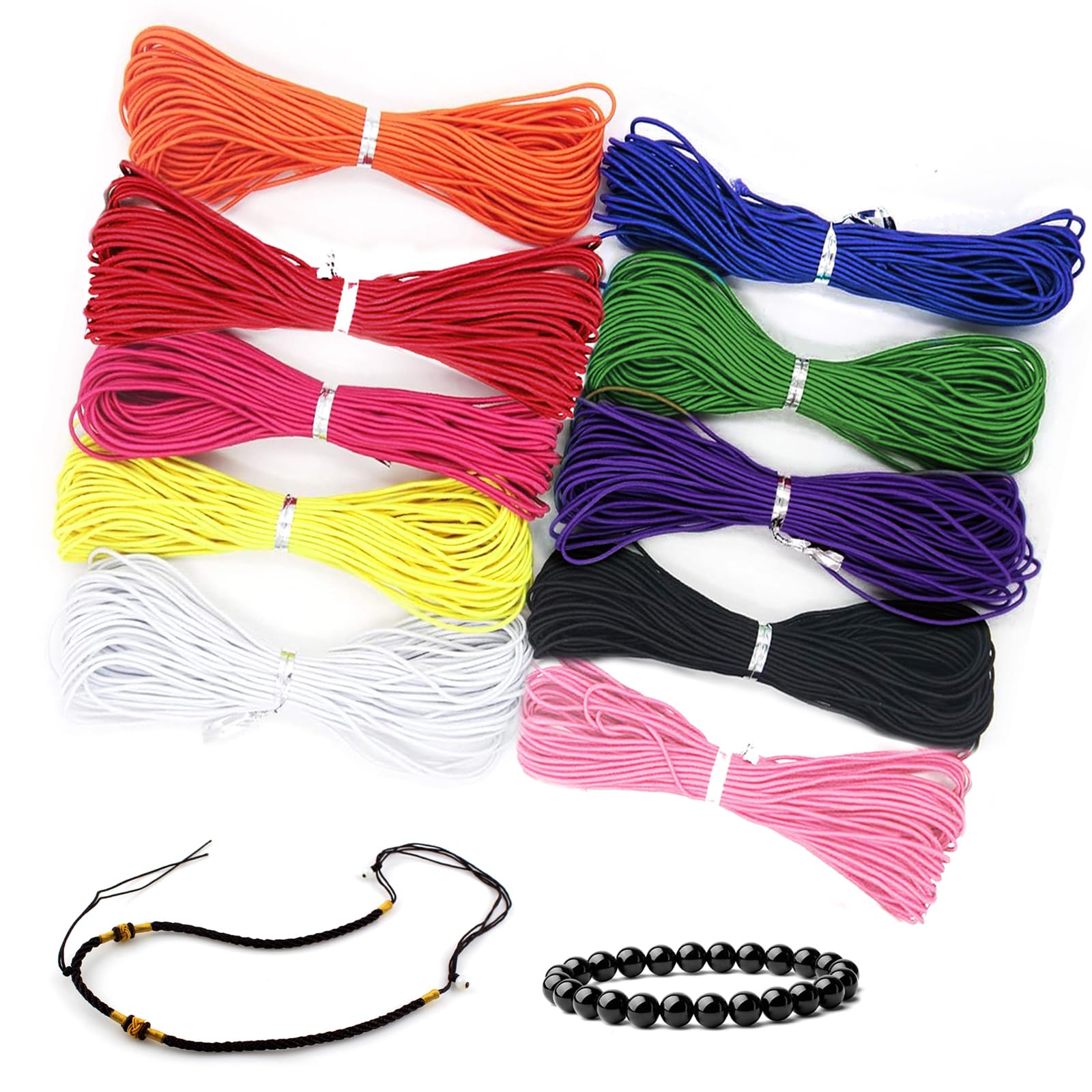 Rjayaa Multicolored Elastic String For Bracelets Making 0.8Mm Coloured Elastic Bracelet String Cord Stretchy Beading Thread For Jewellery Necklace 130M