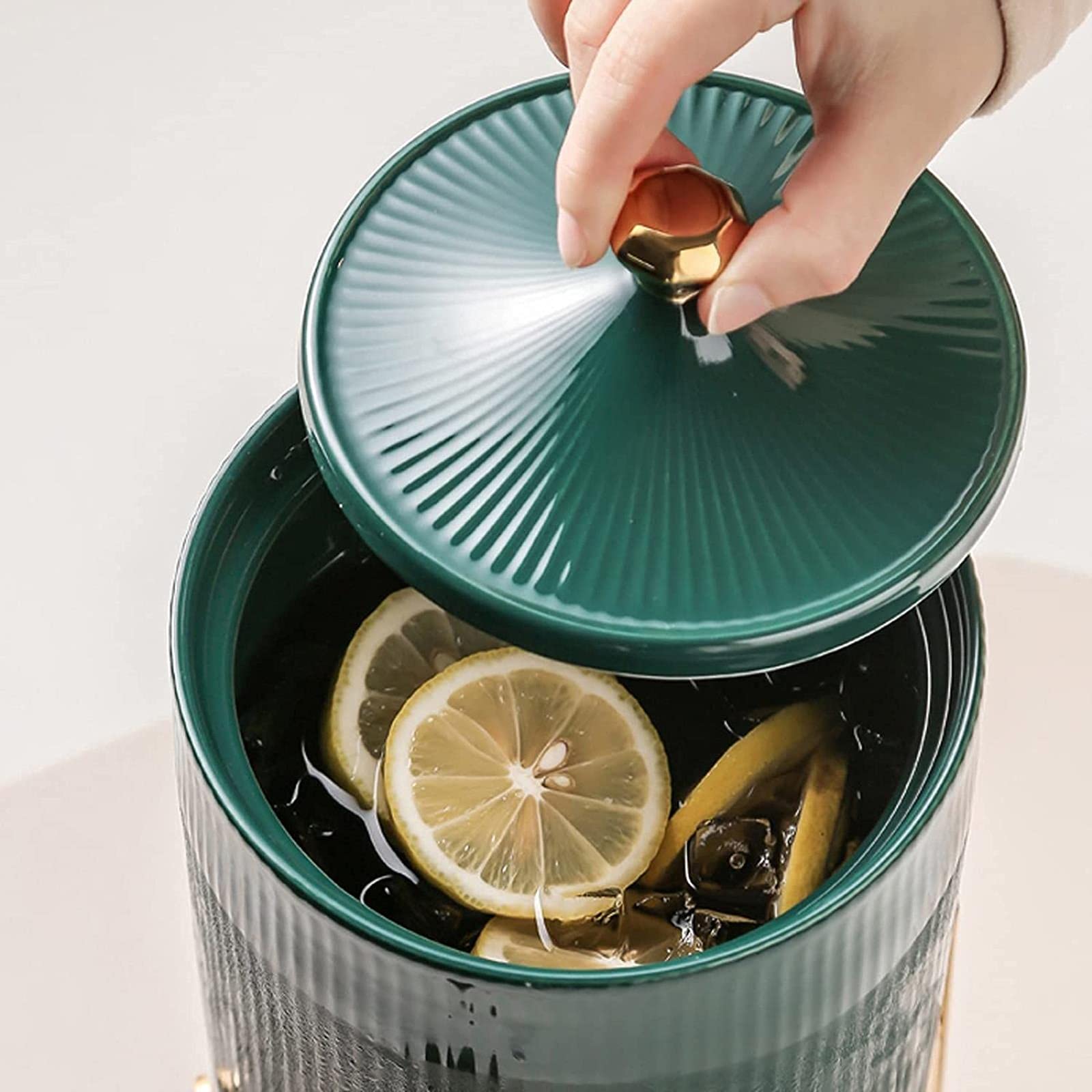 Jarra de Agua Simple Hervidor frío de cerámica Creativo con Base Tetera de Gran Capacidad con Grifo Hermoso y práctico para hogares, restaurantes