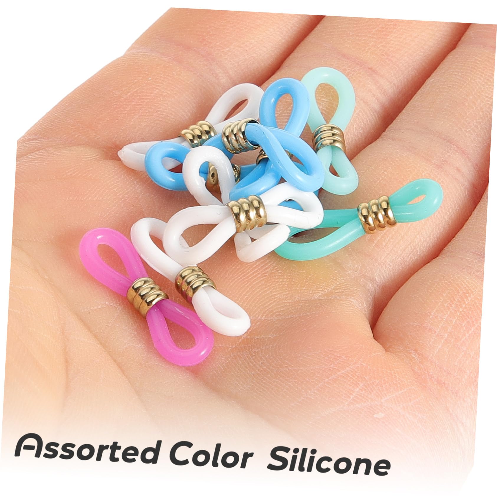 SOLUSTRE Embouts de Chaîne Antidérapants Accessoires Pratiques pour Sport pour Lunettes en Silicone et Métal 60 Pièces Connecteurs Réglables Couleur Aléatoire pour Chaînette de Lunettes