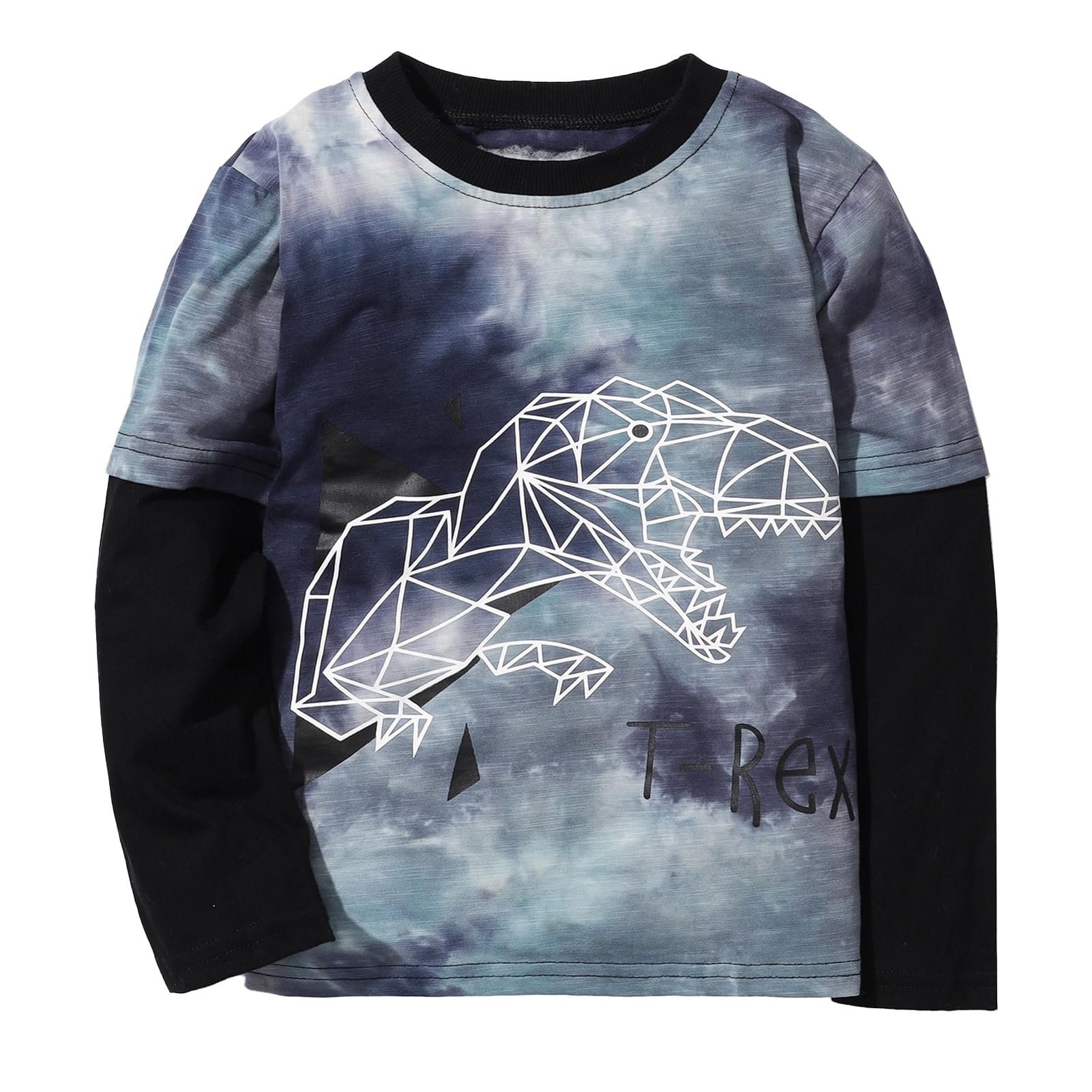 JulerwooToddler Boys Cotton Dinosaur T Shirt Kids 3 Pack Long Sleeve Shirts for 2-8 Years