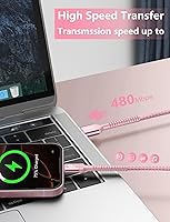 Vista 26 de Cable USBC de 10 pies, paquete de 2 cables largos USBC de carga rápida, cable trenzado de nailon USB C a USB C cargador de iPhone compatible