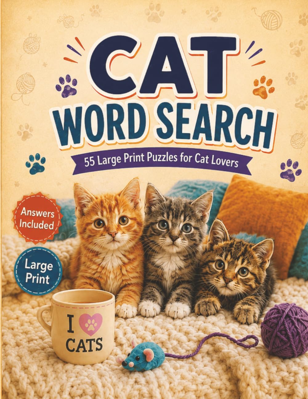 Cat Word Search: 55 Large Print Puzzles for Cat Lovers Featuring Breeds, Behaviors, Toys, Treats, and Feline Fun (Large Print Animal Series)