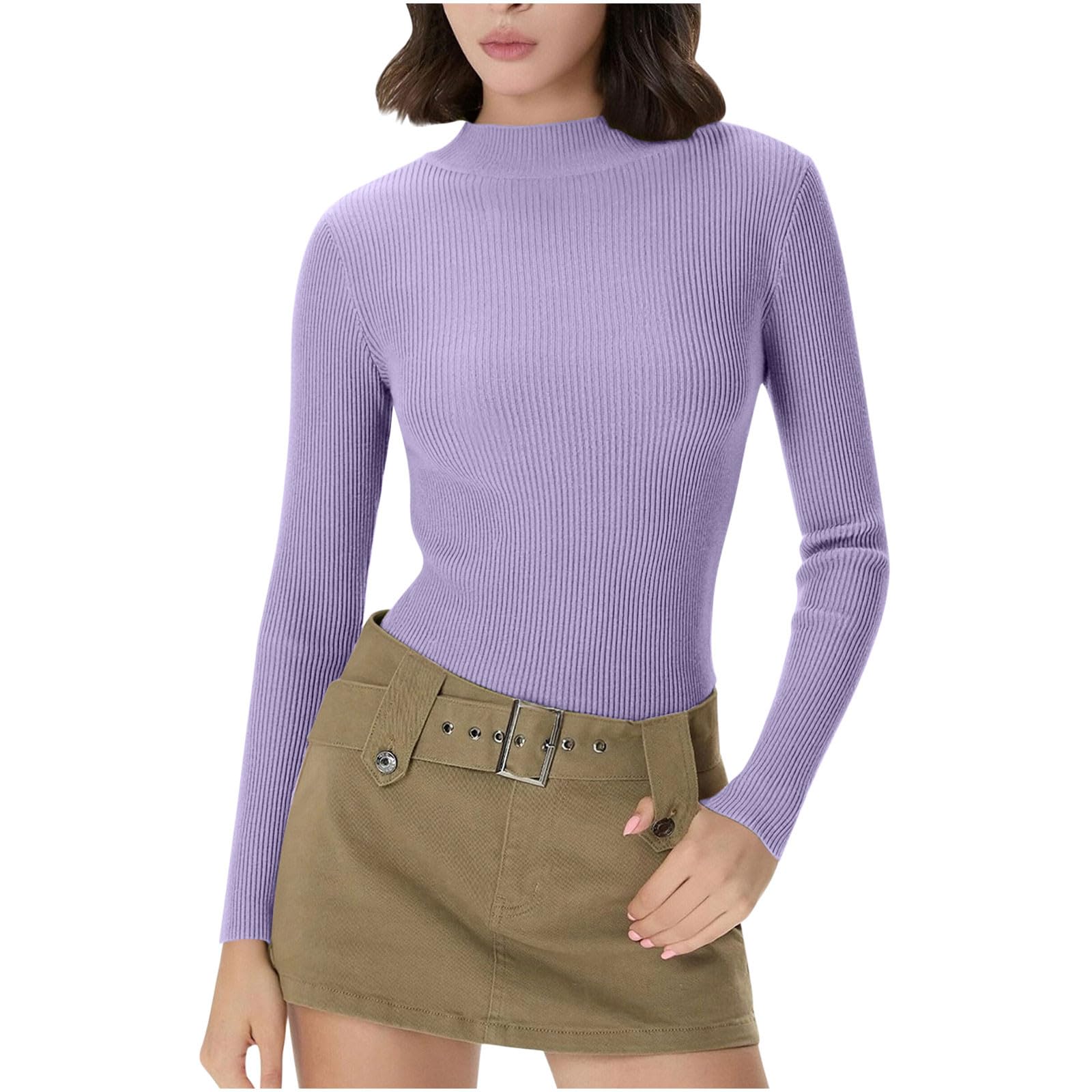 T Shirts for Women Long Sleeve Business Casual Tops Boat Neck Ribbed Knit Sweater Slim Fit Blouses Fashion